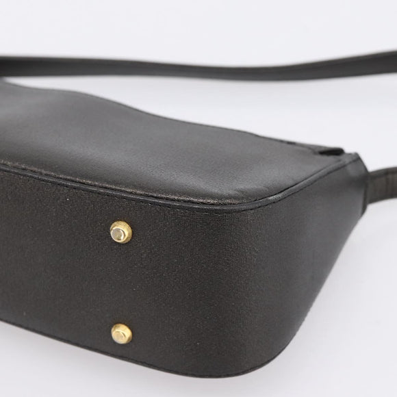 GIVENCHY Shoulder Bag Leather Black Gold Auth 205350A