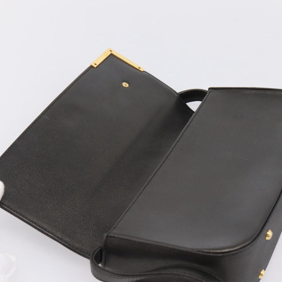 GIVENCHY Shoulder Bag Leather Black Gold Auth 205350A