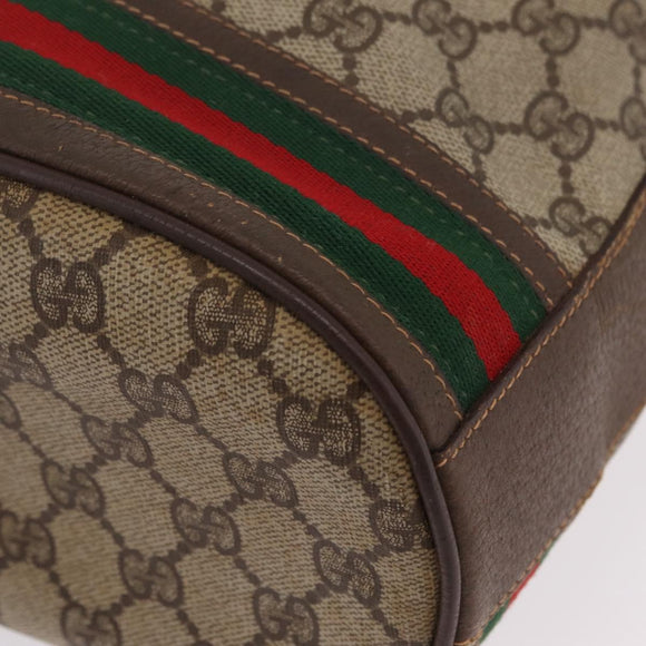 GUCCI GG Supreme Web Sherry Line Bag PVC Beige Gold 001 115 0933 Auth 205351