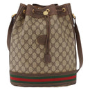 GUCCI GG Supreme Web Sherry Line Bag PVC Beige Gold 001 115 0933 Auth 205351-13