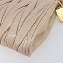 Miu Miu Matelasse Pouch Leather Beige Gold Auth 205354V-15