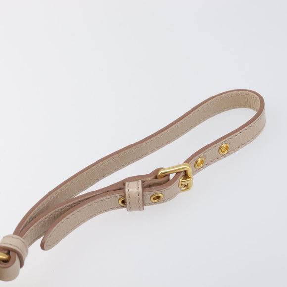 Miu Miu Matelasse Pouch Leather Beige Gold Auth 205354V