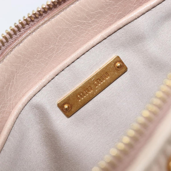 Miu Miu Matelasse Pouch Leather Beige Gold Auth 205354V