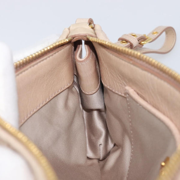 Miu Miu Matelasse Pouch Leather Beige Gold Auth 205354V