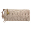 Miu Miu Matelasse Pouch Leather Beige Gold Auth 205354V-13