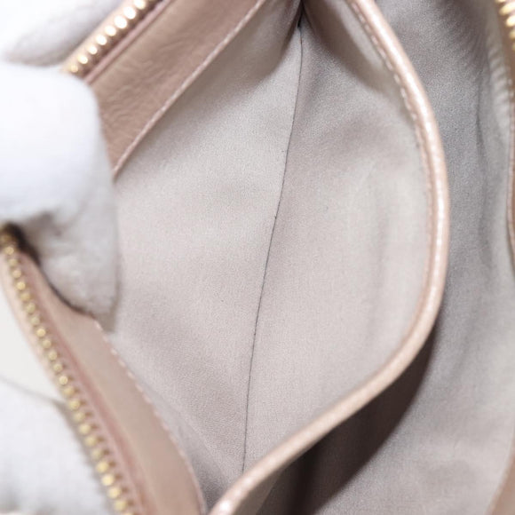 Miu Miu Matelasse Pouch Leather Beige Gold Auth 205354V