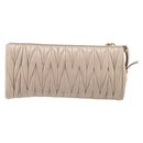 Miu Miu Matelasse Pouch Leather Beige Gold Auth 205354V-2