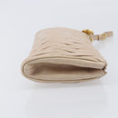 Miu Miu Matelasse Pouch Leather Beige Gold Auth 205354V-3