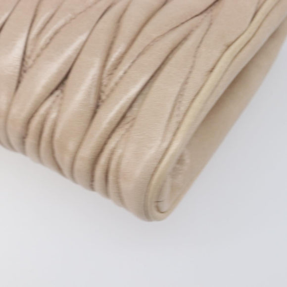 Miu Miu Matelasse Pouch Leather Beige Gold Auth 205354V