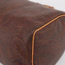 ETRO Paisley Hand Bag PVC Leather Brown Gold Auth 205356A-9