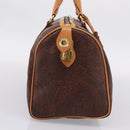 ETRO Paisley Hand Bag PVC Leather Brown Gold Auth 205356A-3