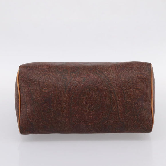 ETRO Paisley Hand Bag PVC Leather Brown Gold Auth 205356A