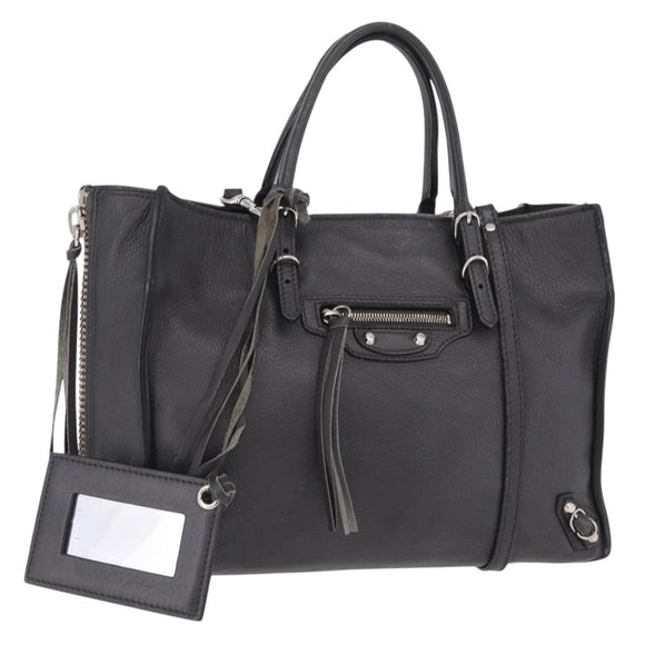 Balenciaga Paper Mini Hand Bag Leather 2way Gray Silver 370926 Auth 205357A