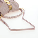 Miu Miu Matelasse Hand Bag Leather 2way Beige Gold Auth 205358V-9