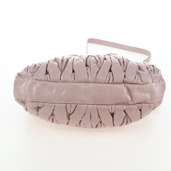 Miu Miu Matelasse Hand Bag Leather 2way Beige Gold Auth 205358V