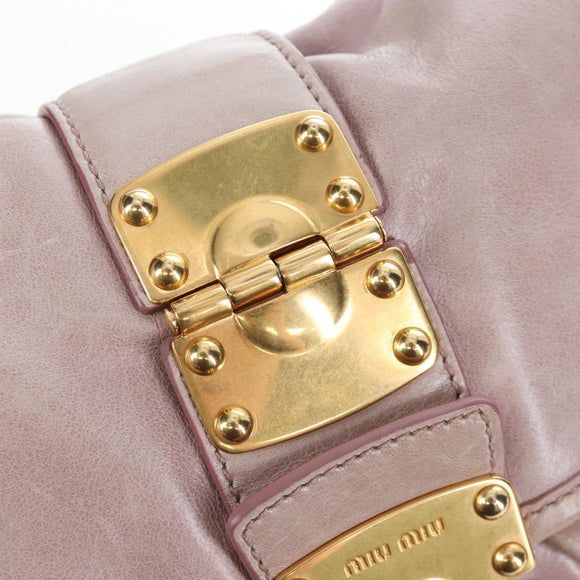 Miu Miu Matelasse Hand Bag Leather 2way Beige Gold Auth 205358V