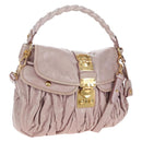 Miu Miu Matelasse Hand Bag Leather 2way Beige Gold Auth 205358V-1