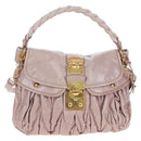Miu Miu Matelasse Hand Bag Leather 2way Beige Gold Auth 205358V-13