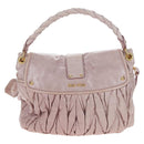 Miu Miu Matelasse Hand Bag Leather 2way Beige Gold Auth 205358V-2