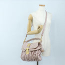 Miu Miu Matelasse Hand Bag Leather 2way Beige Gold Auth 205358V-32