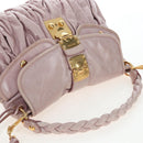 Miu Miu Matelasse Hand Bag Leather 2way Beige Gold Auth 205358V-6