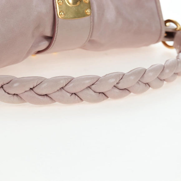 Miu Miu Matelasse Hand Bag Leather 2way Beige Gold Auth 205358V