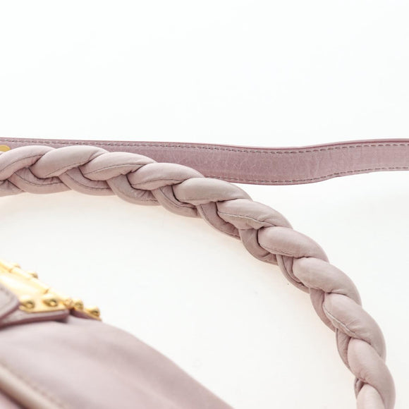 Miu Miu Matelasse Hand Bag Leather 2way Beige Gold Auth 205358V