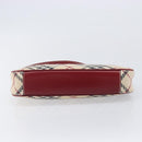 BURBERRY Nova Check Blue Label Hand Bag Canvas Beige Silver Auth 205362V-5