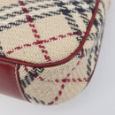 BURBERRY Nova Check Blue Label Hand Bag Canvas Beige Silver Auth 205362V-15