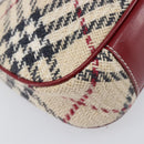 BURBERRY Nova Check Blue Label Hand Bag Canvas Beige Silver Auth 205362V-18