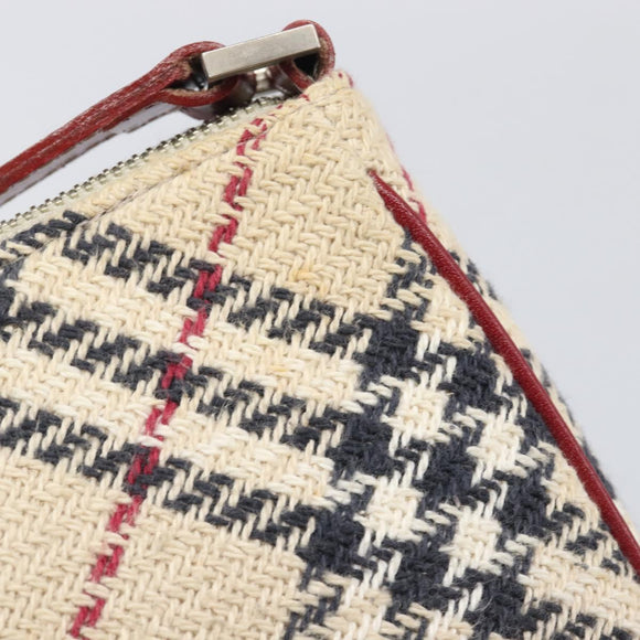 BURBERRY Nova Check Blue Label Hand Bag Canvas Beige Silver Auth 205362V