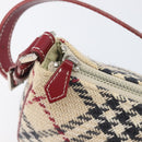 BURBERRY Nova Check Blue Label Hand Bag Canvas Beige Silver Auth 205362V-10