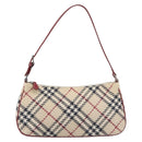 BURBERRY Nova Check Blue Label Hand Bag Canvas Beige Silver Auth 205362V-13