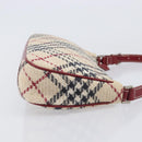 BURBERRY Nova Check Blue Label Hand Bag Canvas Beige Silver Auth 205362V-3