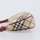 BURBERRY Nova Check Blue Label Hand Bag Canvas Beige Silver Auth 205362V-4
