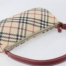BURBERRY Nova Check Blue Label Hand Bag Canvas Beige Silver Auth 205362V-6