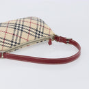 BURBERRY Nova Check Blue Label Hand Bag Canvas Beige Silver Auth 205362V-7