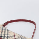 BURBERRY Nova Check Blue Label Hand Bag Canvas Beige Silver Auth 205362V-14