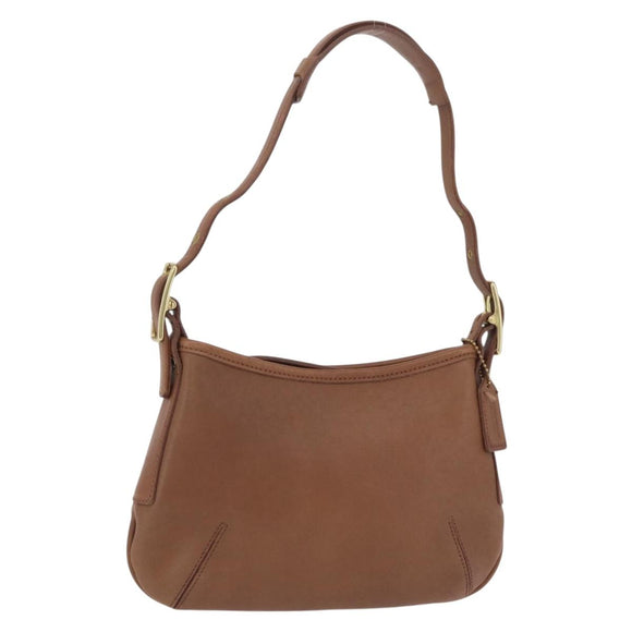 Coach Hand Bag Leather Brown Gold Auth 205368A