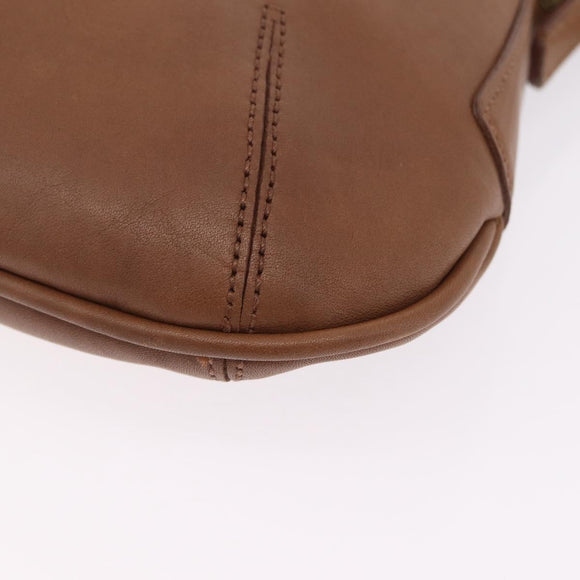 Coach Hand Bag Leather Brown Gold Auth 205368A