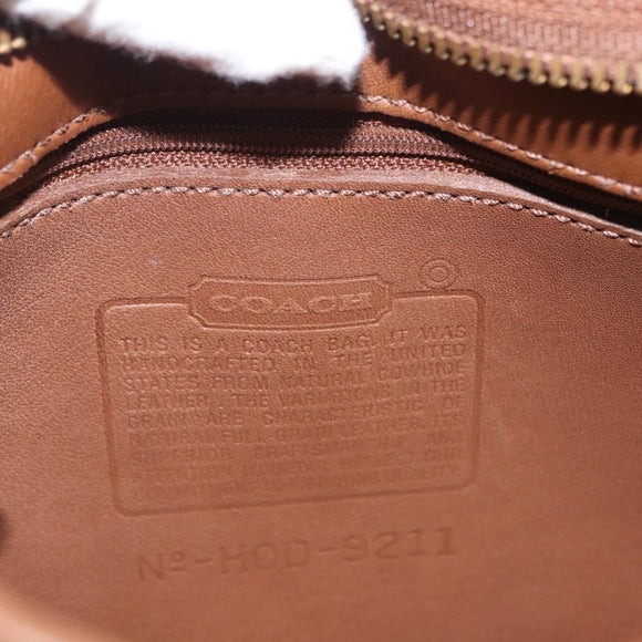 Coach Hand Bag Leather Brown Gold Auth 205368A