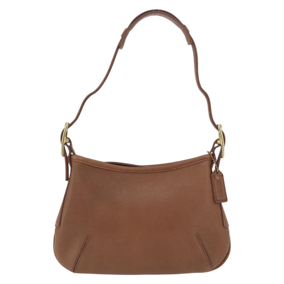 Coach Hand Bag Leather Brown Gold Auth 205368A