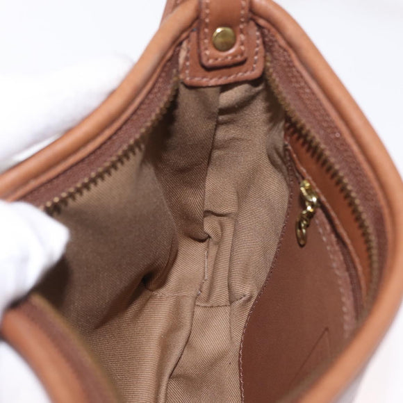 Coach Hand Bag Leather Brown Gold Auth 205368A
