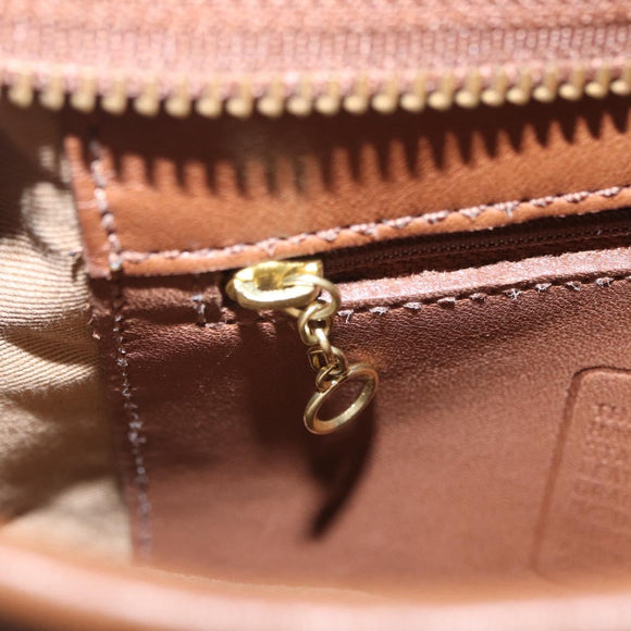 Coach Hand Bag Leather Brown Gold Auth 205368A