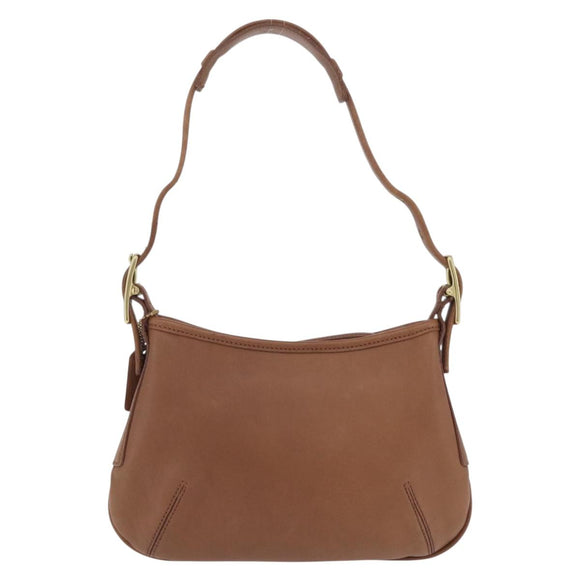 Coach Hand Bag Leather Brown Gold Auth 205368A