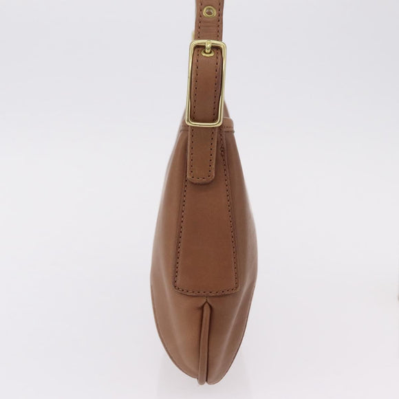 Coach Hand Bag Leather Brown Gold Auth 205368A