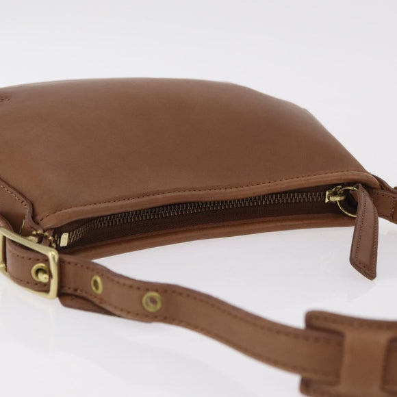 Coach Hand Bag Leather Brown Gold Auth 205368A