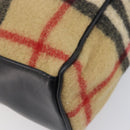 BURBERRY Nova Check Blue Label Tote Bag Wool Beige Silver Auth 205370V-9
