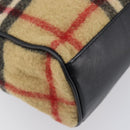 BURBERRY Nova Check Blue Label Tote Bag Wool Beige Silver Auth 205370V-14