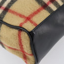 BURBERRY Nova Check Blue Label Tote Bag Wool Beige Silver Auth 205370V-16